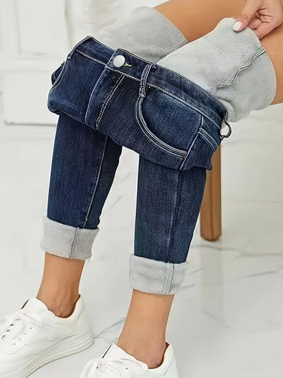 Komfortable Winter Jeans Plüsch gefüttert