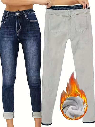 Komfortable Winter Jeans Plüsch gefüttert